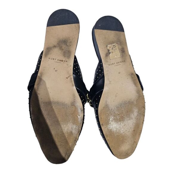 KURT GEIGER LONDON Black Leather Studded Chelsea Loafer Mule - Size 37 - Picture 5 of 8